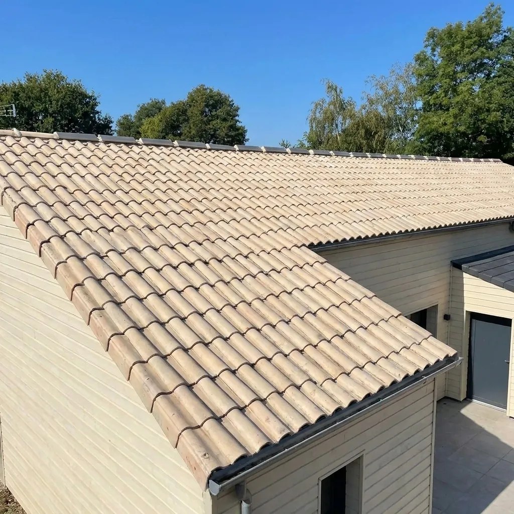 Couverture neuve en tuiles sur maison à ossature bois à Montluçon